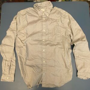 GAP Light Gray Button-Down with White Micro Dot Pattern